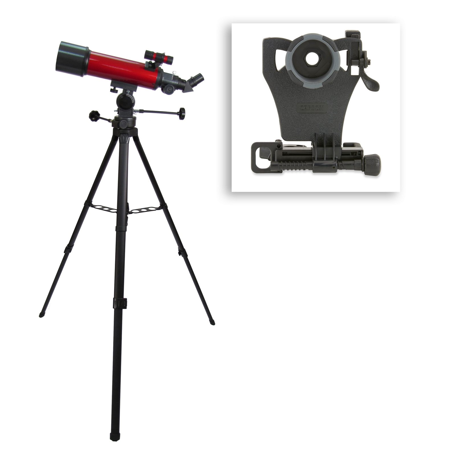 Series Red Refractor Carson – Universal Telescope, Adapter 25-56x80mm Digiscoping TheRealOptics Planet Smartphone