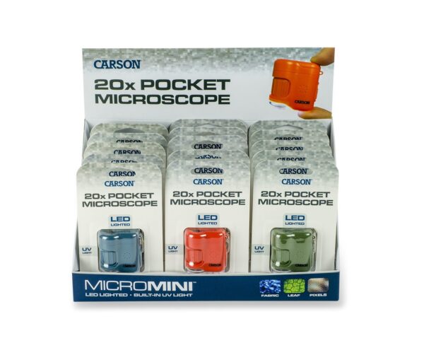 Carson MicroMini 20x LED Lighted Pocket Microscope, 15 Piece Display - Image 2