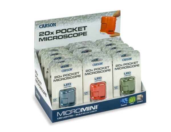 Carson MicroMini 20x LED Lighted Pocket Microscope, 15 Piece Display - Image 3