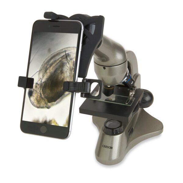 Carson Beginner 40x-400x Compound Microscope, Universal Smartphone Digiscoping Adapter