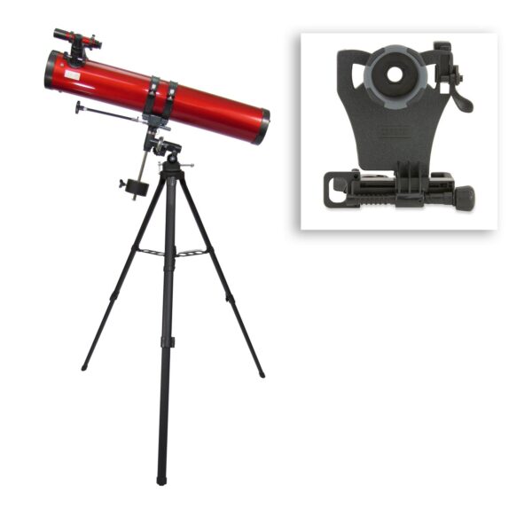 Carson Red Planet Series 45-100x114mm Newtonian Reflector Telescope, Universal Smartphone Digiscoping Adapter - Image 2