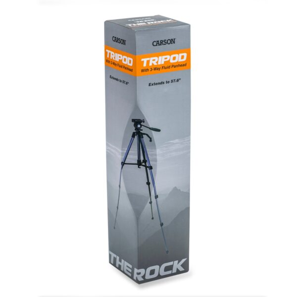 Carson The Rock Series 57.6 3-Way Fluid Panhead Aluminum Lightweight Tripod, Carrying Case - Image 7